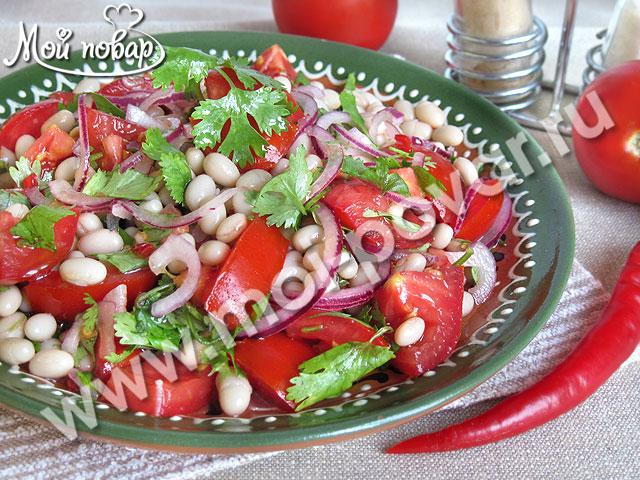 Салат с фасолью, помидорами и болгарским перцем на зиму - простой рецепт с фото пошагово