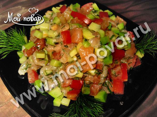 Салат с семгой и помидорами Сердце - Кулинарные рецепты