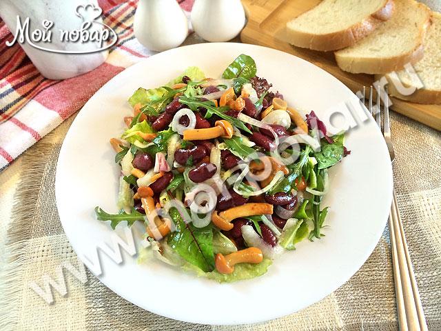 Салат с фасолью и грибами – пошаговый рецепт приготовления с фото