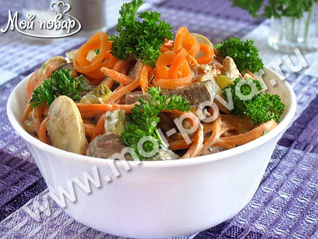 Салат с фасолью и грибами