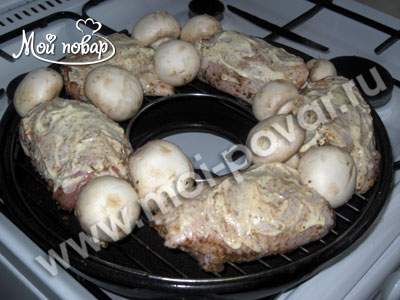 Свинина на косточке на сковороде гриль-газ
